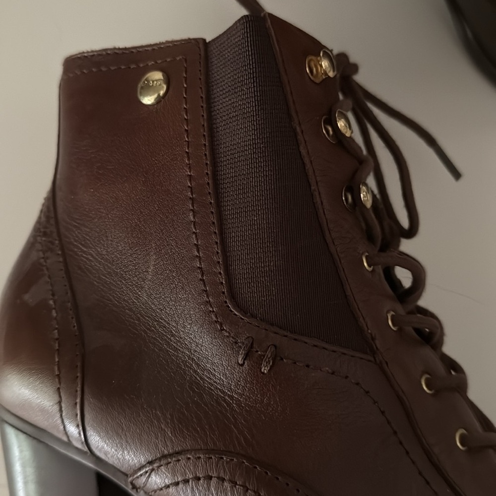 Tommy Hilfiger brown leather lace-up ankle boots - Picture 3 of 7